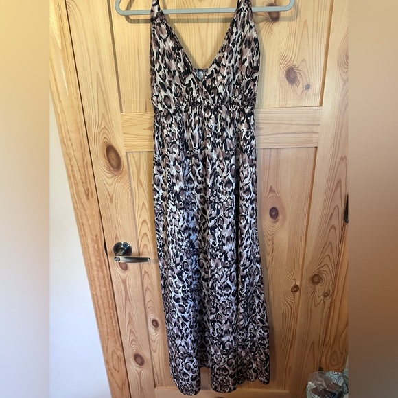 Sleeveless V-Neck Maxi Sundress Leopard Print Made in Italy Pretty Wind Size 18 - Picture 5 of 5